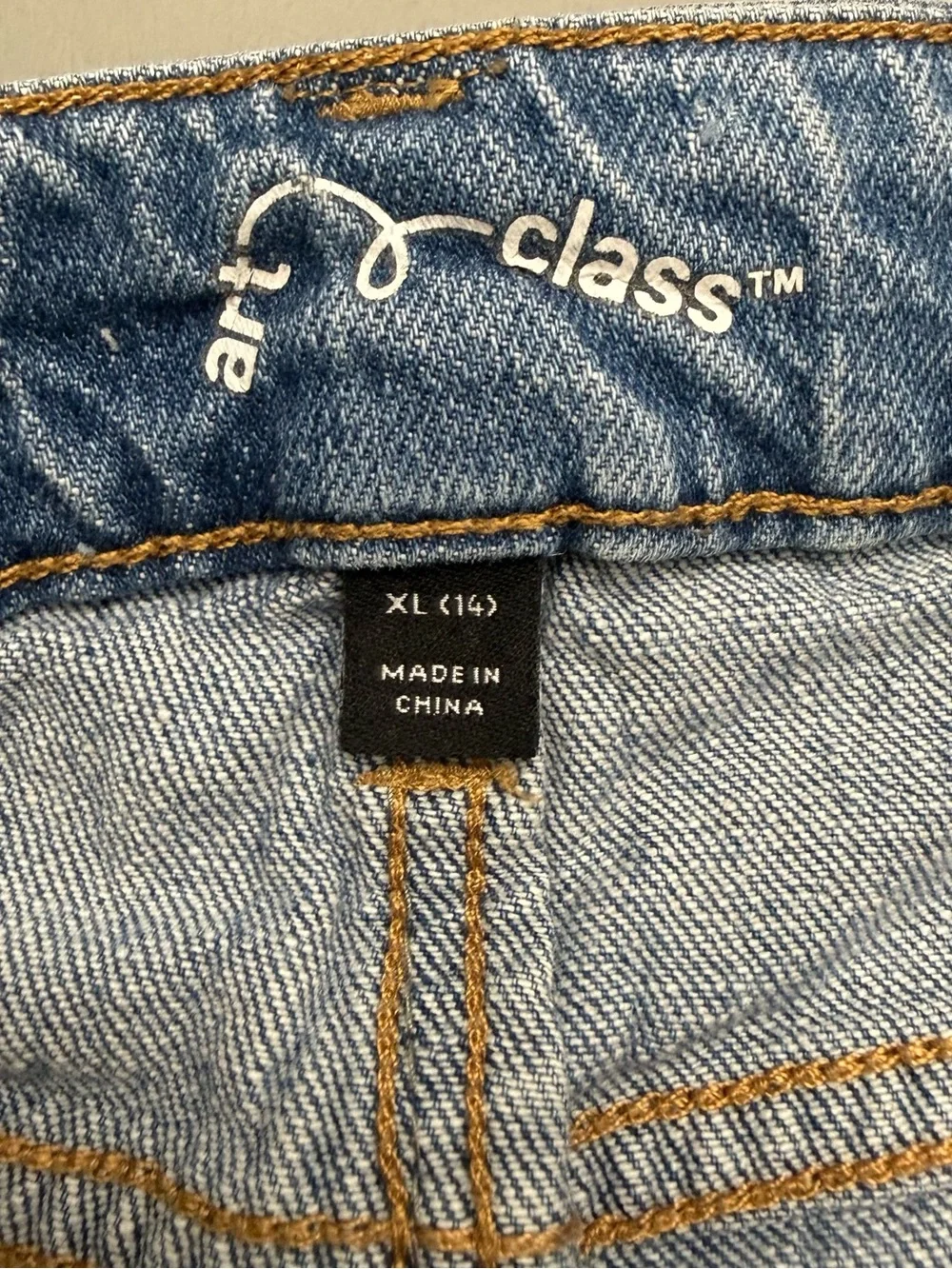 Art Class Denim Wrap Skort XL 14 Blue High Rise Raw Hem Mini Skirt Shorts